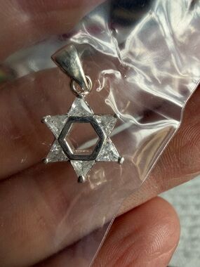 925 Silver Star of David Pendant with moissanite